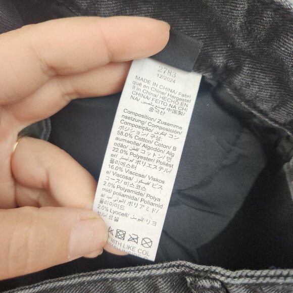 Women's High Waisted Wide Leg Baggy Denim Jeans 28x28 Stars Black Grunge Skate - Picture 9 of 10